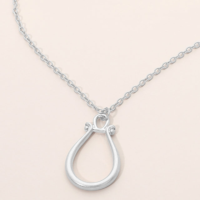 Madeline Love Worn Silver Minimalist Open Teardrop Pendant Necklace - Necklaces