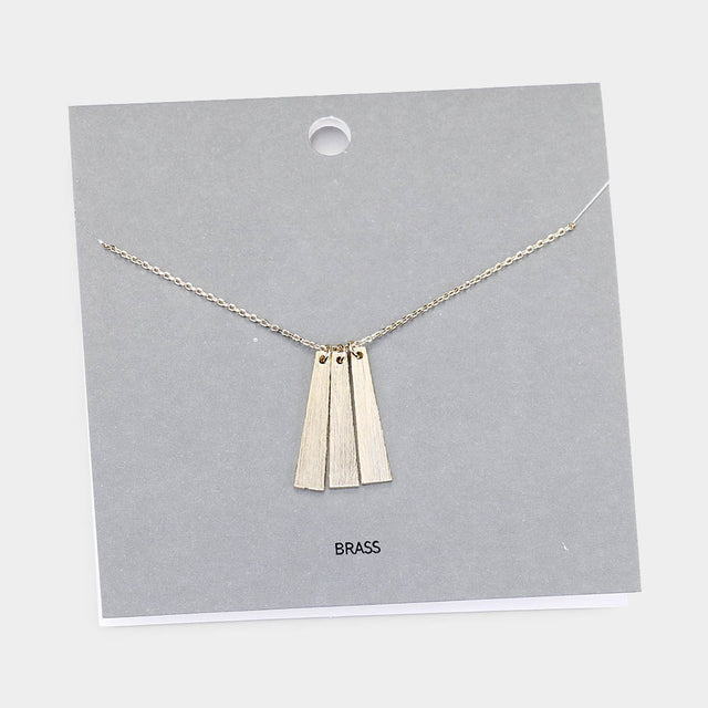 Madeline Love Gold Brass Metal Triple Irregular Rectangle Pendant Necklace - Necklaces