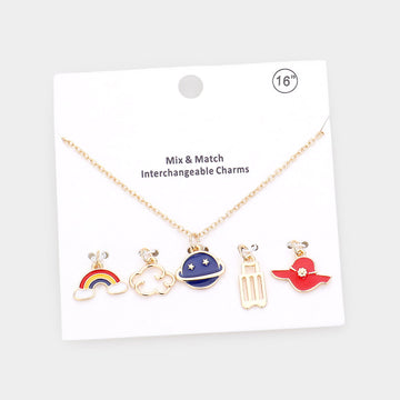 Madeline Love Gold Rainbow Cloud Space Hat Interchangeable Pendant Necklace - Necklaces