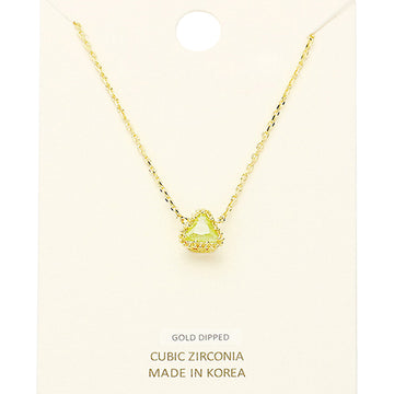 Madeline Love Gold, Yellow Gold Dipped Cubic Zirconia Triangle Pendant Necklace - Necklaces