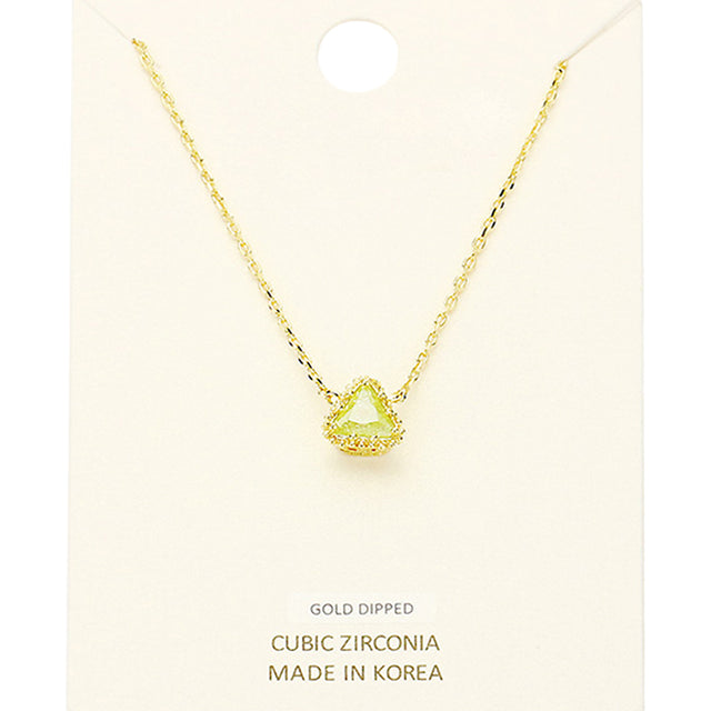 Madeline Love Gold, Yellow Gold Dipped Cubic Zirconia Triangle Pendant Necklace - Necklaces