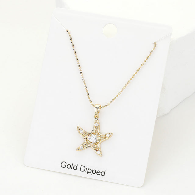 Madeline Love Gold Gold Dipped Stone Embellished Star Pendant Necklace - Jewelry