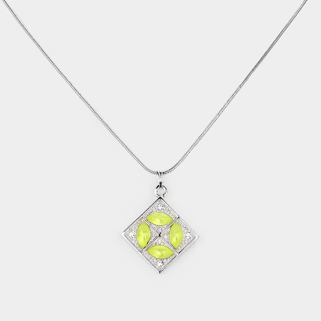 Madeline Love Rhodium Rhinestone Square Pendant Necklace - Necklaces