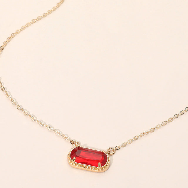 Madeline Love Red Rectangular Faceted Stone Cluster Pendant Necklace