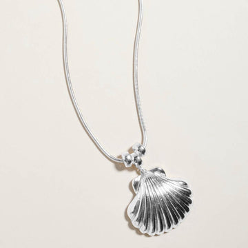 Madeline Love Rhodium Metal Scallop Shell Pendant Necklace - Necklaces