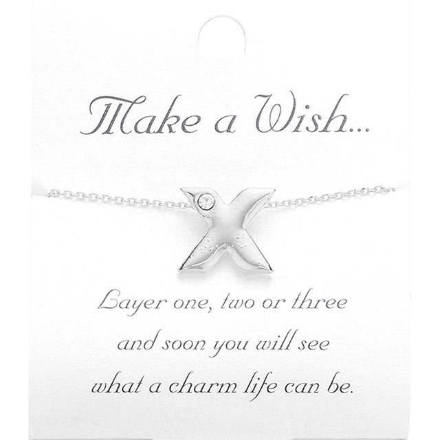 Madeline Love Silver -X- Initial Monogram Pendant Necklace - Necklaces
