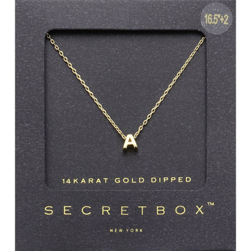 Madeline Love ~A~ -A- SECRET BOX_14K Gold Dipped Initial Monogram Pendant Necklace - Necklaces