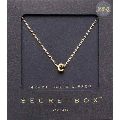 -C- SECRET BOX_14K Gold Dipped Initial Monogram Pendant Necklace - ~C~