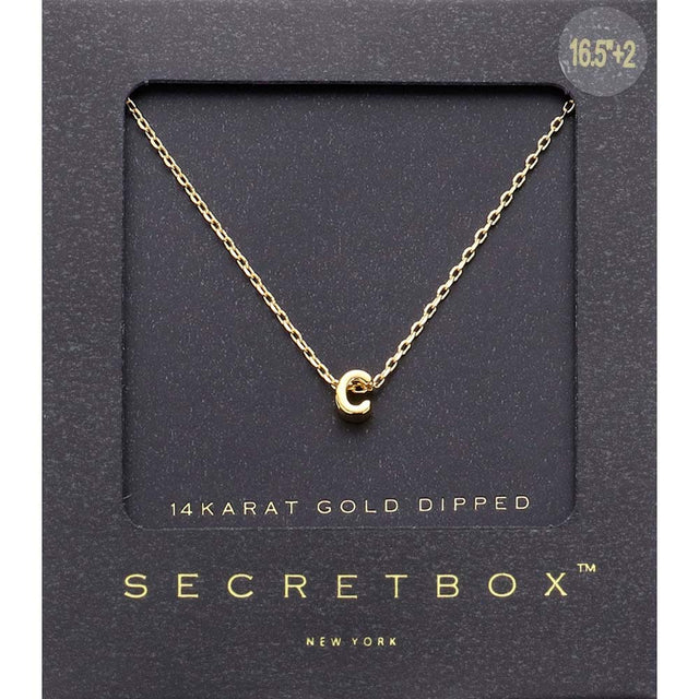 Madeline Love ~C~ -C- SECRET BOX_14K Gold Dipped Initial Monogram Pendant Necklace - Necklaces