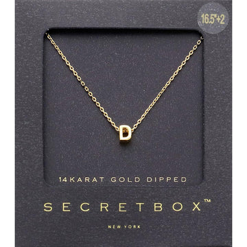 Madeline Love ~D~ -D- SECRET BOX_14K Gold Dipped Initial Monogram Pendant Necklace - Necklaces