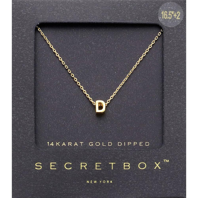 Madeline Love ~D~ -D- SECRET BOX_14K Gold Dipped Initial Monogram Pendant Necklace - Necklaces