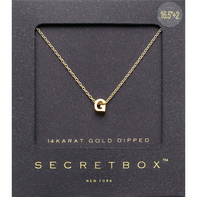 Madeline Love ~G~ -G- SECRET BOX_14K Gold Dipped Initial Monogram Pendant Necklace - Necklaces