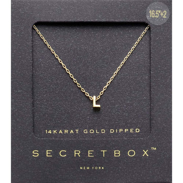 Madeline Love ~L~ -L- SECRET BOX_14K Gold Dipped Initial Monogram Pendant Necklace - Necklaces