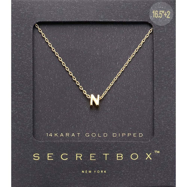 Madeline Love ~N~ -N- SECRET BOX_14K Gold Dipped Initial Monogram Pendant Necklace - Necklaces
