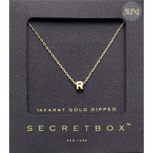 Madeline Love ~R~ -R- SECRET BOX_14K Gold Dipped Initial Monogram Pendant Necklace - Necklaces