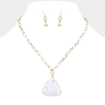 Madeline Love Howlite Triangle Natural Stone Pendant Necklace - Necklaces