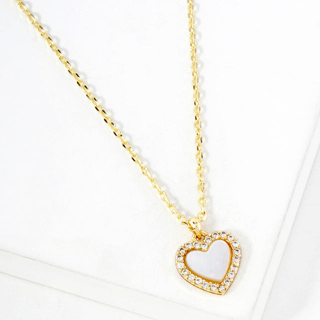 Madeline Love Gold, White Gold Dipped CZ Stone Paved Rim Heart Pendant Necklace - Jewelry