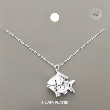 Madeline Love Silver Silver Plated Metal Fish Pendant Necklace - Necklaces