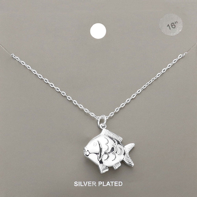 Madeline Love Silver Silver Plated Metal Fish Pendant Necklace - Necklaces