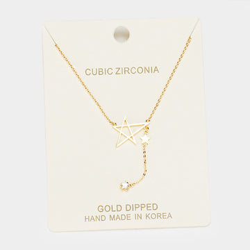Madeline Love Clear, Gold Gold Dipped Cubic Zirconia Star Pendant Necklace - Necklaces