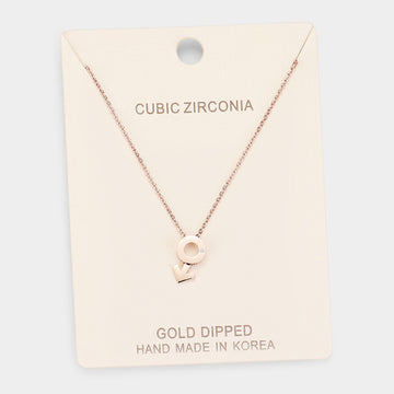Madeline Love Clear, Rose Gold Gold Dipped Cubic Zirconia Female Astrological Sign Pendant Necklace - Necklaces