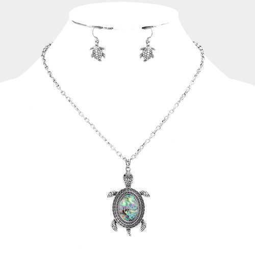 Abalone Turtle Pendant Necklace - Abalone