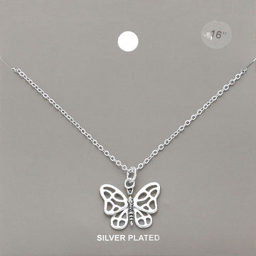 Madeline Love Silver Silver Plated Metal Butterfly Pendant Necklace - Necklaces