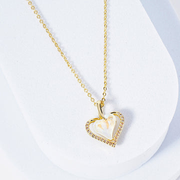 Madeline Love Clear, Gold Gold Dipped CZ Stone Paved Heart Stone Pedant Necklace - Jewelry