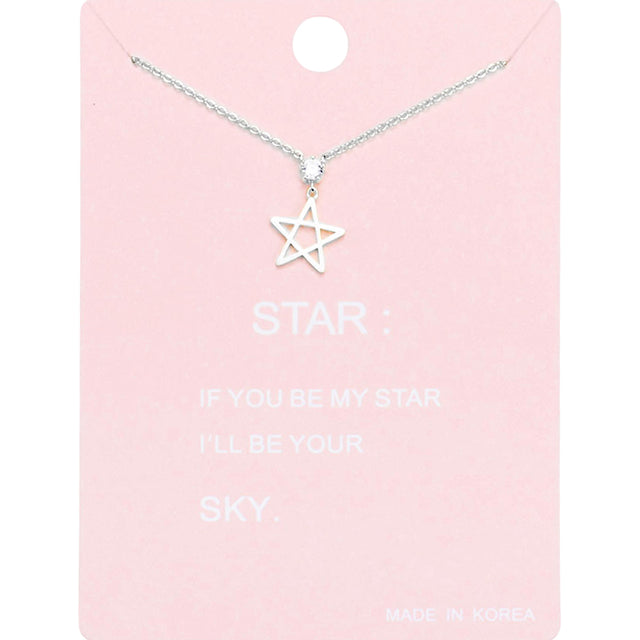 Madeline Love Clear, Rhodium Star Pendant Necklace - Necklaces