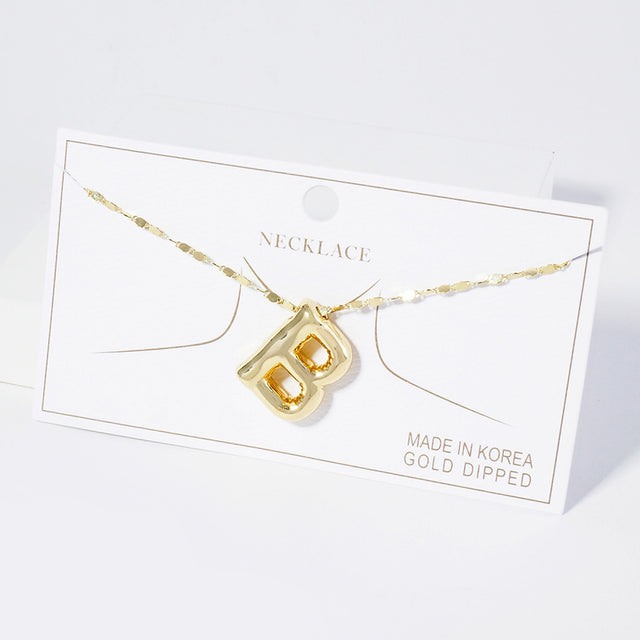 Madeline Love Gold -B- Gold Dipped Metal Bubble Initial Monogram Pendant Necklace - Jewelry