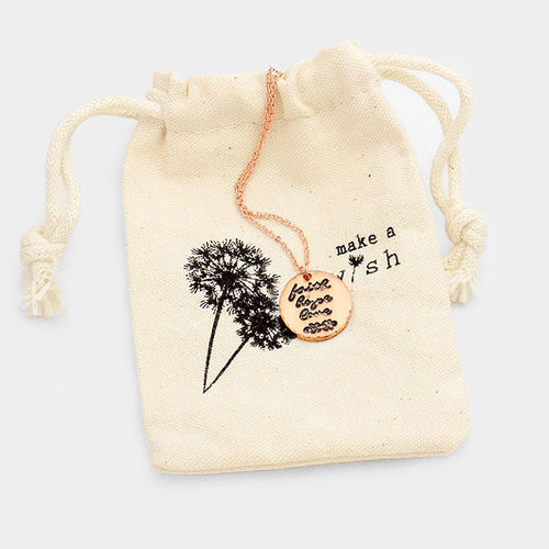 Faith Hope Love _ Disc Pendant Necklace Gift Bag Set - Rose Gold