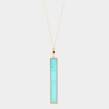 Madeline Love Mint Celluloid Acetate Rectangle Pendant Long Necklace - Necklaces