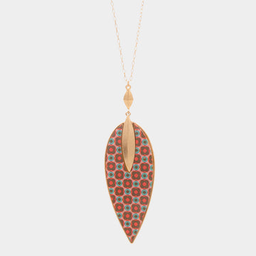 Madeline Love Multi Patterned Wood Petal Pendant Long Necklace - Necklaces