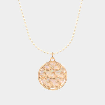 Madeline Love Ivory Wave Accented Round Pendant Necklace - Necklaces