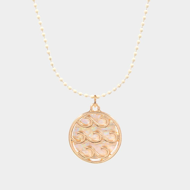 Madeline Love Ivory Wave Accented Round Pendant Necklace - Necklaces