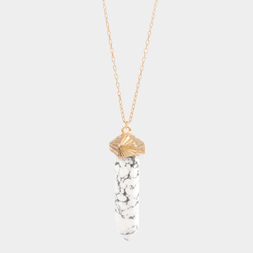 Madeline Love Howlite Semi Precious Stone Pendant Long Necklace - Necklaces