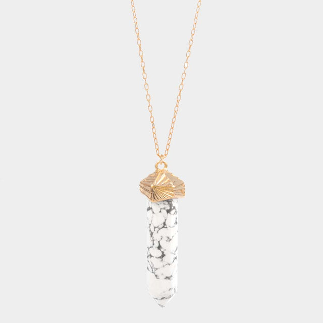Madeline Love Howlite Semi Precious Stone Pendant Long Necklace - Necklaces