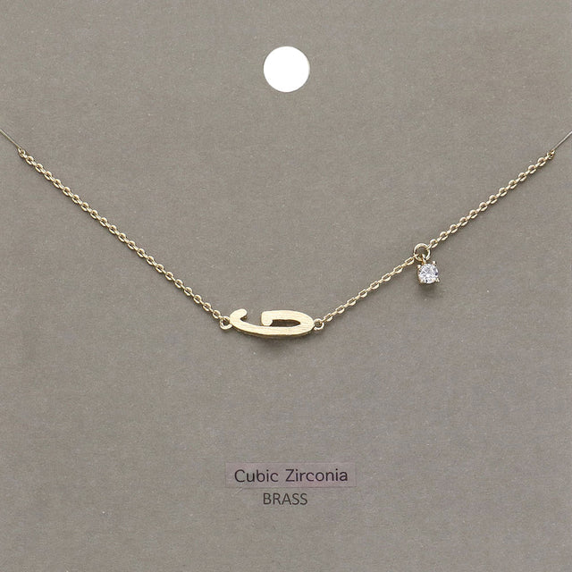 Madeline Love Clear, Gold G Brass Metal Cubic Zirconia Initial Monogram Pendant Necklace - Jewelry