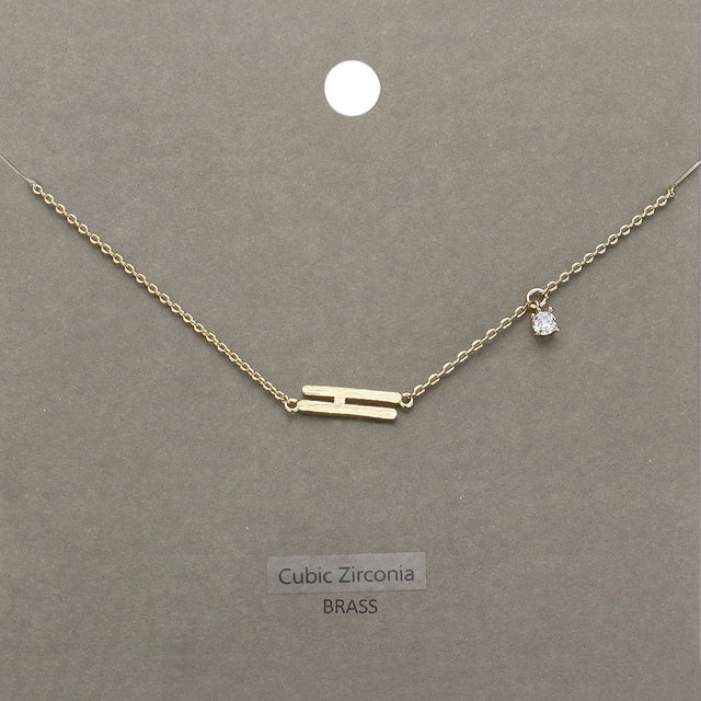 Madeline Love Clear, Gold H Brass Metal Cubic Zirconia Initial Monogram Pendant Necklace - Jewelry