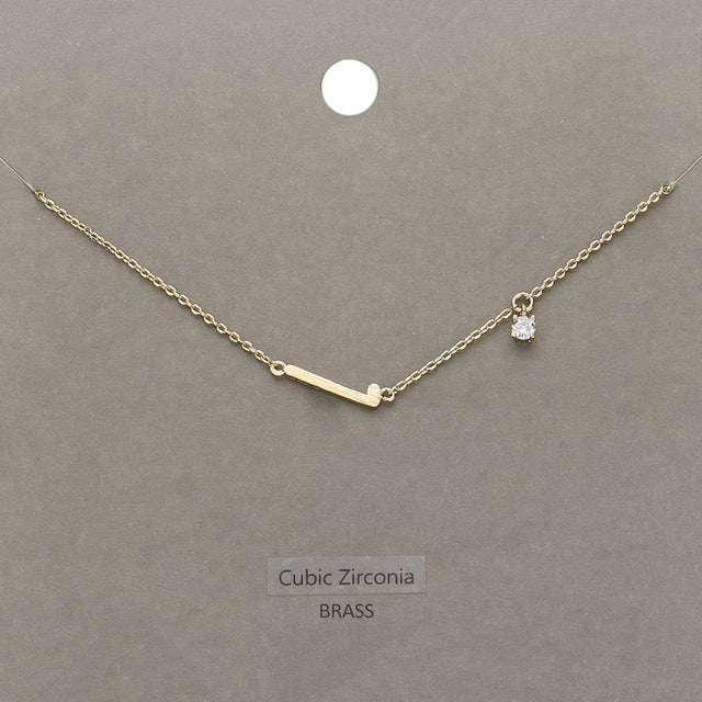 Madeline Love Clear, Gold L Brass Metal Cubic Zirconia Initial Monogram Pendant Necklace - Jewelry