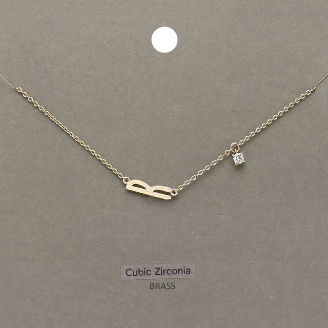 Madeline Love Clear, Gold R Brass Metal Cubic Zirconia Initial Monogram Pendant Necklace - Jewelry