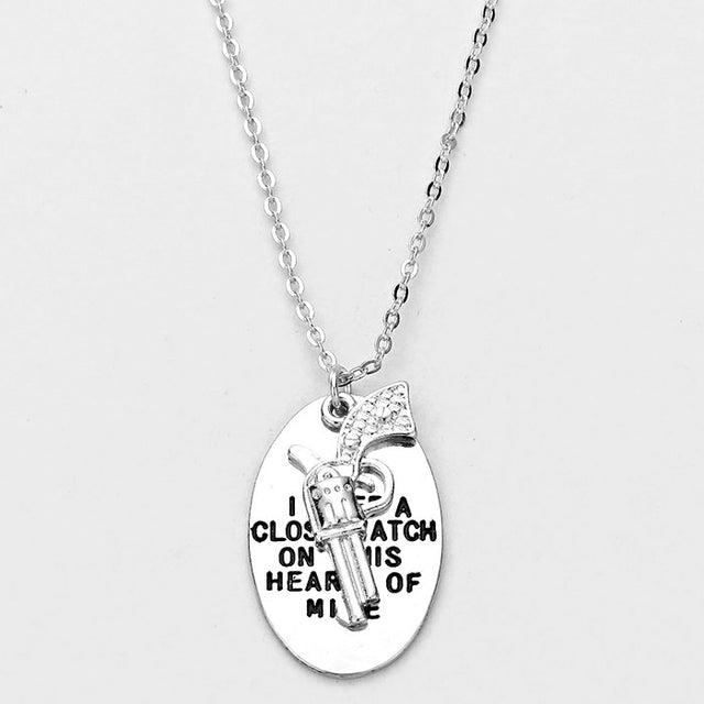 Madeline Love Rhodium Gun Pendant Necklace - Necklaces