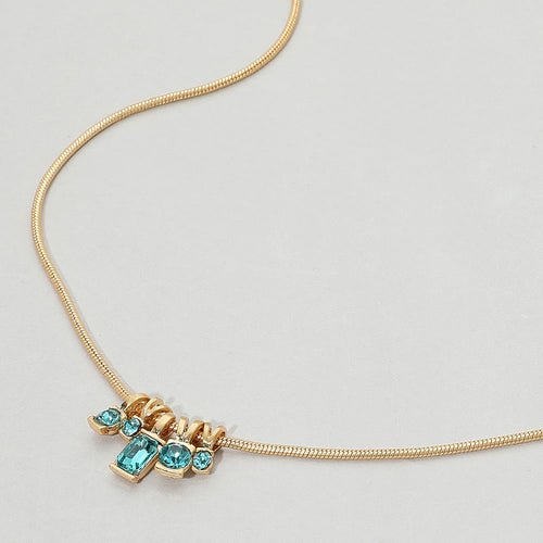 Sparkling Charm Beaded Skinny Snake Chain Necklace - Turquoise