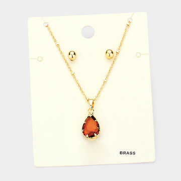 Madeline Love Topaz Brass Metal Teardrop Pendant Necklace - Necklaces