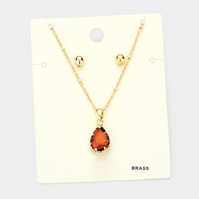 Madeline Love Topaz Brass Metal Teardrop Pendant Necklace - Necklaces