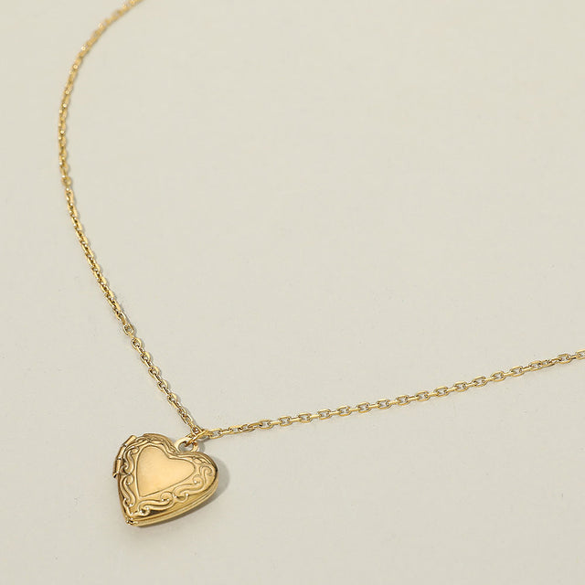 Madeline Love Gold Stainless Steel Heart Locket Pendant Necklace - Hair Accessories