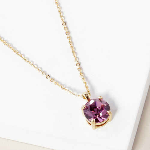 June - Birthstone Pendant Necklace - Gold, Lavender
