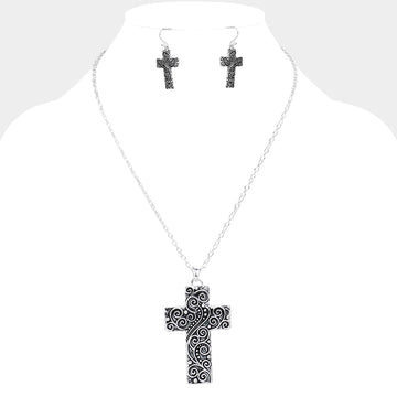 Madeline Love Antique Silver Antique Metal Western Cross Pendant Necklace - Necklaces