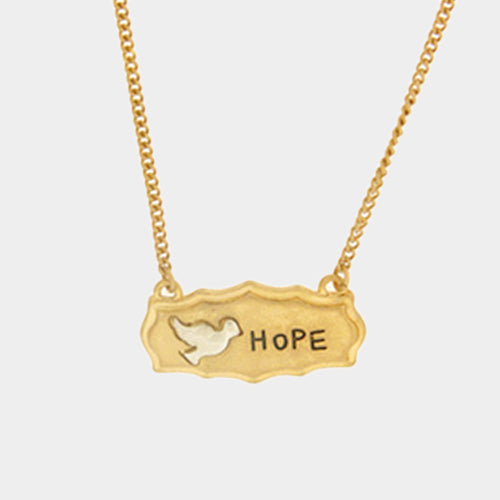 "Hope" pigeon pendant necklace - Worn Gold