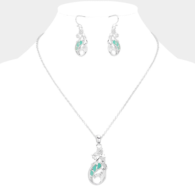 Madeline Love Blue, Silver Mermaid Pendant Necklace - Jewelry